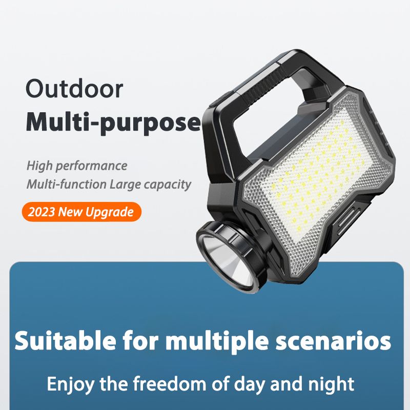 Solar flashlight LED strong outdoor rechargeable portable ultra-bright COB work light portable searchlight type-c charging view 2