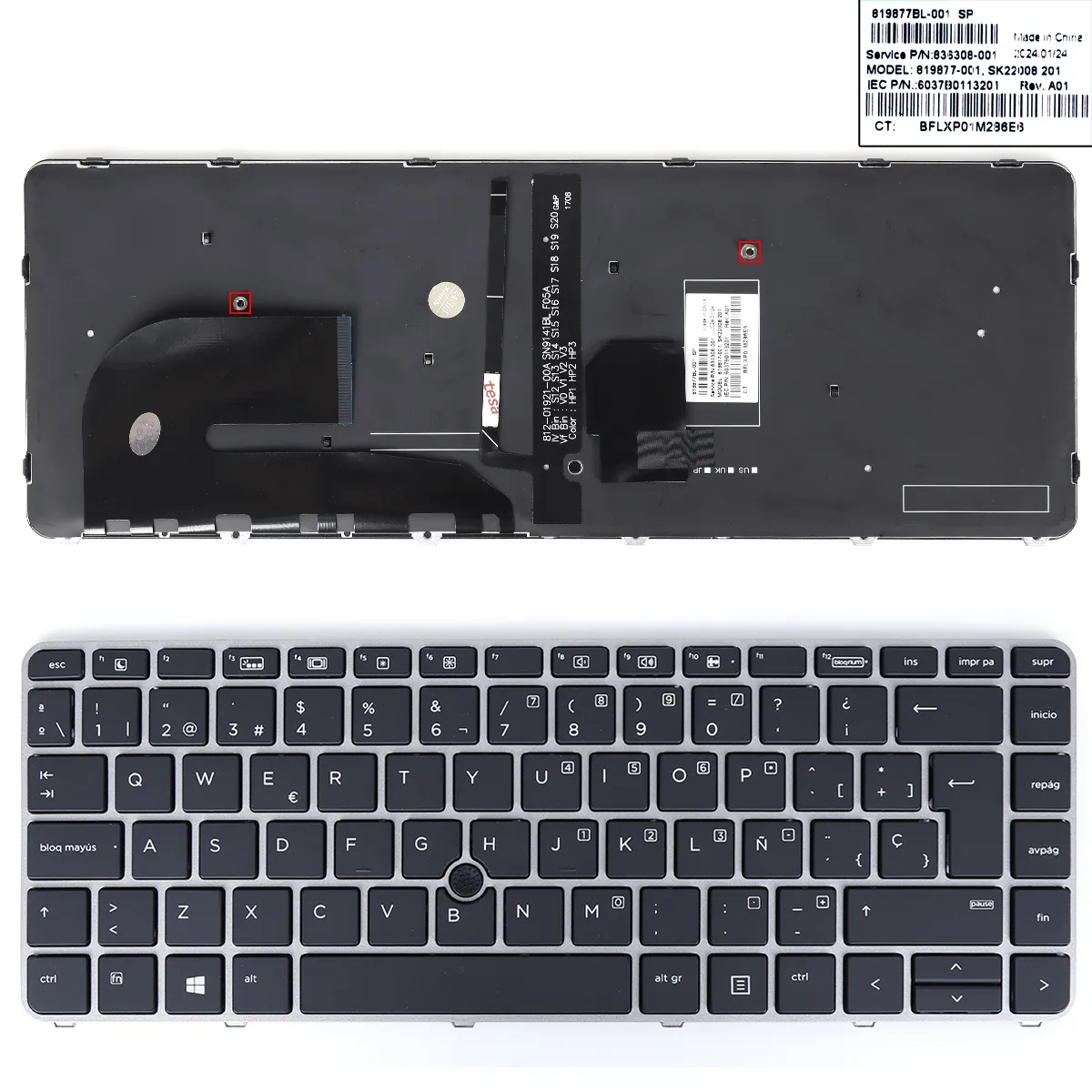 Picture of HP  840G3 745G3  848G3  840G4 745G4 ZBOOK backlight, silver 