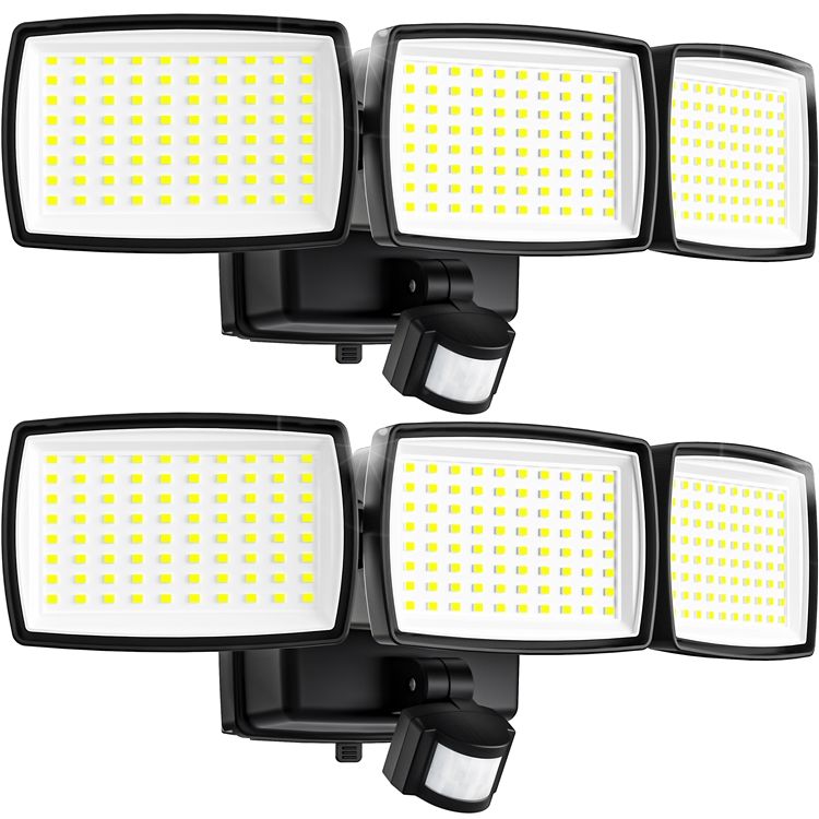 JY2318 AIXPI 2 packs Battery-powered motion sensor security lights, 1000LM dusk to dawn 240 LED wireless floodlights, 3 reversible, IP65 waterproof ou
