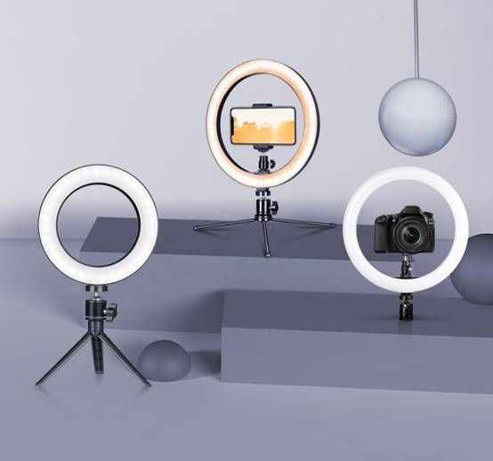 AIXPI 10 Inch Desktop Ring Light with Tripod Stand & Phone Holder
