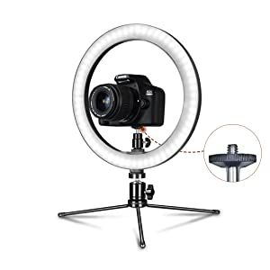 AIXPI 10 Inch Desktop Ring Light with Tripod Stand & Phone Holder