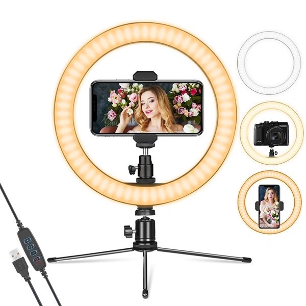 AIXPI 10 Inch Desktop Ring Light with Tripod Stand 