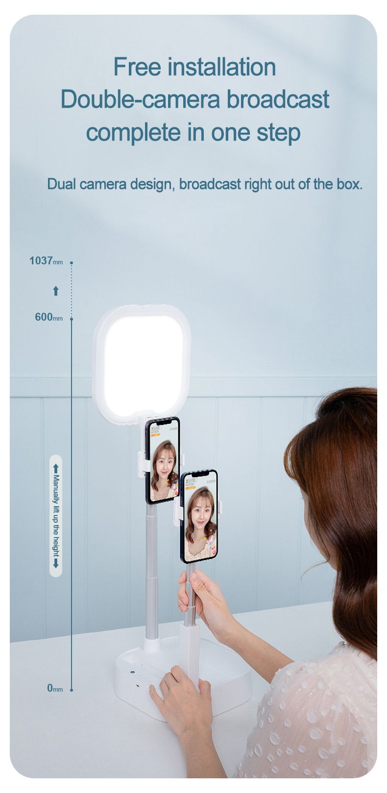 AIXPI Dual camera livestream bluetooth fill light bracket