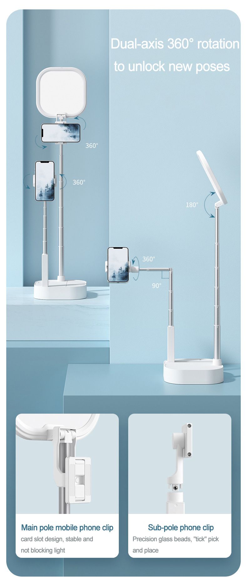 AIXPI Dual camera livestream bluetooth fill light bracket