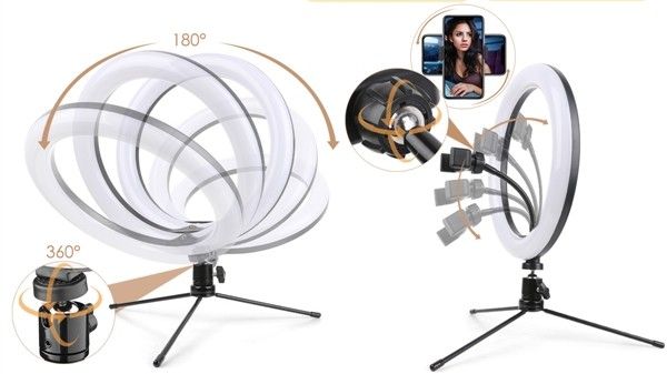  AIXPI 10-Inch LED Ring Light with Dimmable 3 Light Modes for professional Makeup 