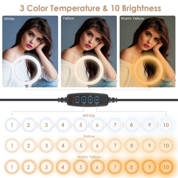 AIXPI 10-Inch LED Ring Light with Dimmable 3 Light Modes for professional Makeup AIXPI 10-Inch LED Ring Light with Dimmable 3 Light Modes for professional Makeup