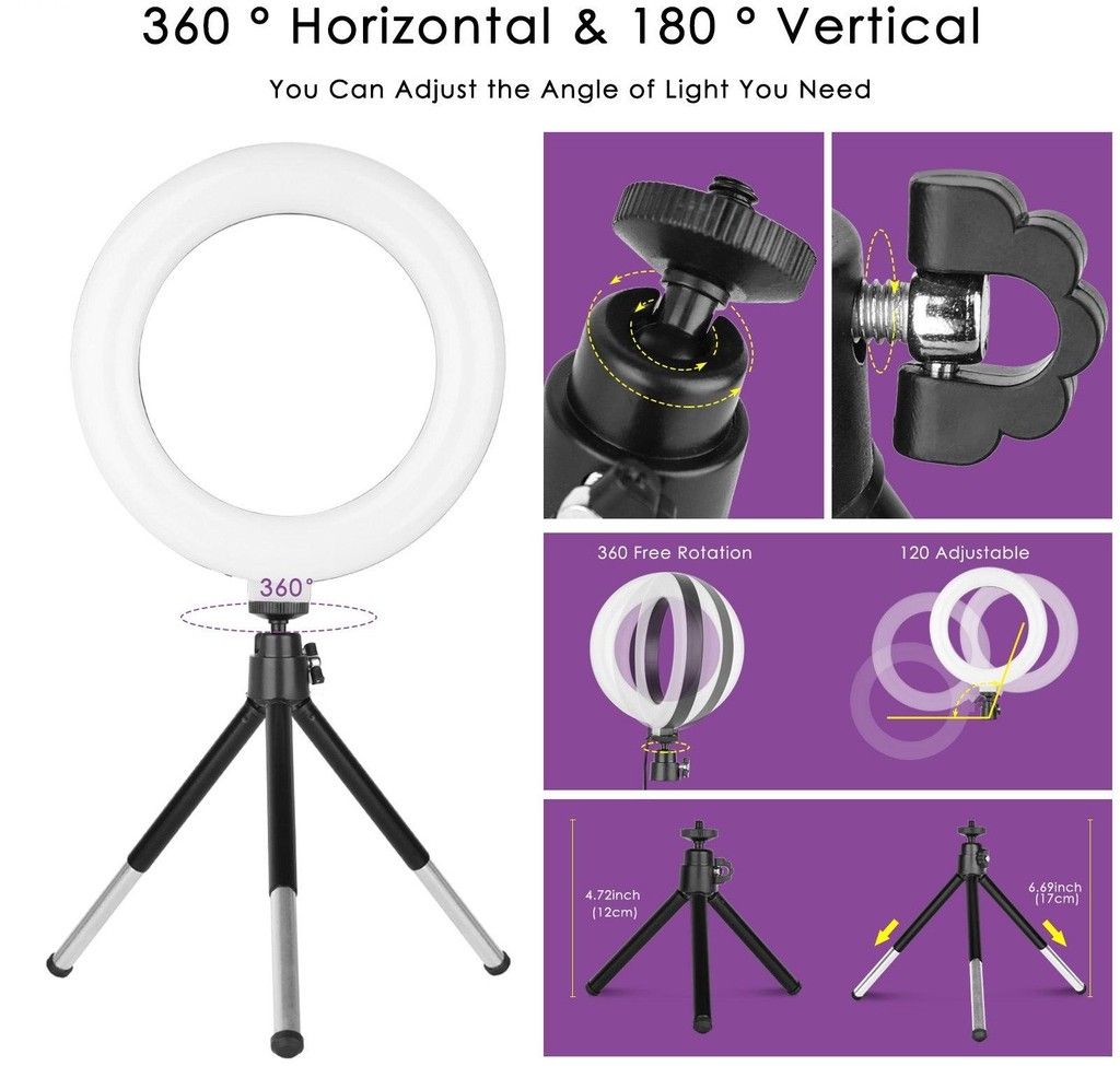AIXPI LED Ring Light on Laptop with Tripod Stand Clip Desktop Fill Light for Live Stream Makeup YouTube Video Photography AIXPI LED Ring Light on Laptop with Tripod Stand Clip Desktop Fill Light for Live Stream Makeup YouTube Video Photography