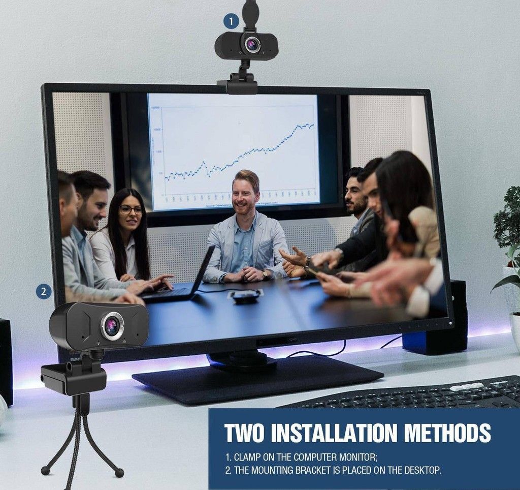 1080P Webcam 360°Rotation with Stand Dual Built In Microphone USB Plug and Play for Desktop Laptop Video Digital Webcam 1080P Webcam 360°Rotation with Stand Dual Built In Microphone USB Plug and Play for Desktop Laptop Video Digital Webcam