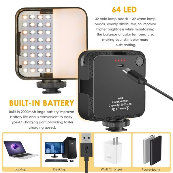 Laptop Webcam Lighting Kit with Suction Cup for Video Conferencing, Zoom Meeting, Streaming, Self Broadcasting, Vlogging