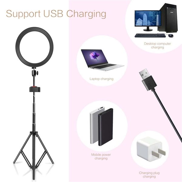 10 Inch Selfie Ring Light with Tripod Stand & Phone Holder for Live Stream/Makeup 10 Inch Selfie Ring Light with Tripod Stand & Phone Holder for Live Stream/Makeup