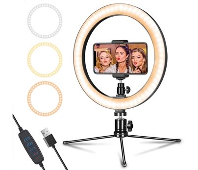 10 Inch Desktop Ring Light with Tripod & Phone Holder