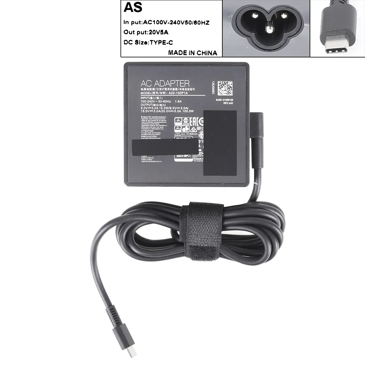 Picture of Laptop AC power adapter for ASUS GV301QH G533QM 100W 5A 20v TYPE-C USB Power Supply Charger AC Adapter.（High copy）