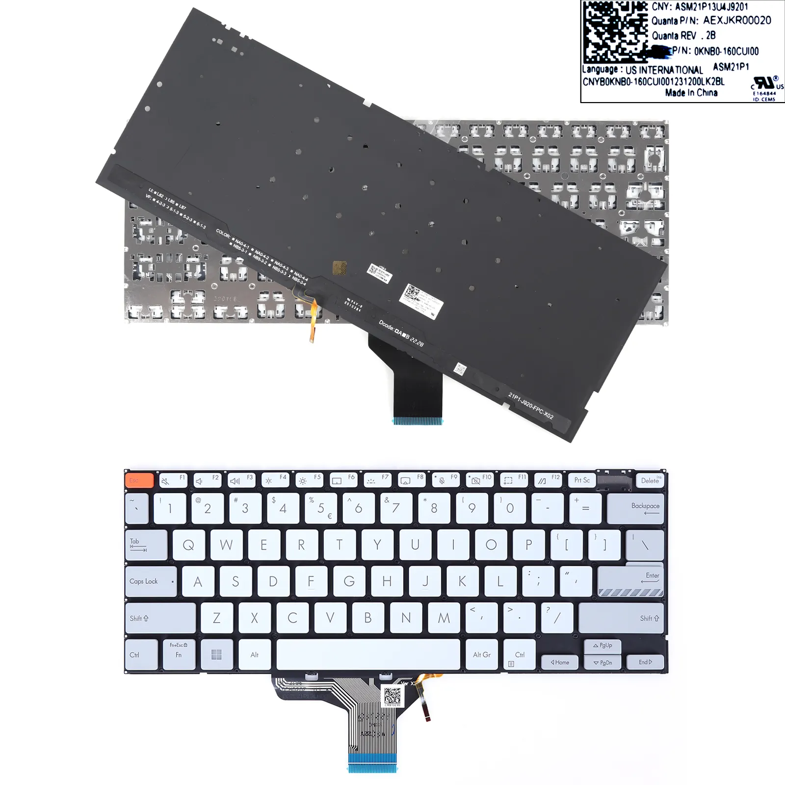 Picture of ASUS 14pro N7401 White（Function keys Gray,Backlit）