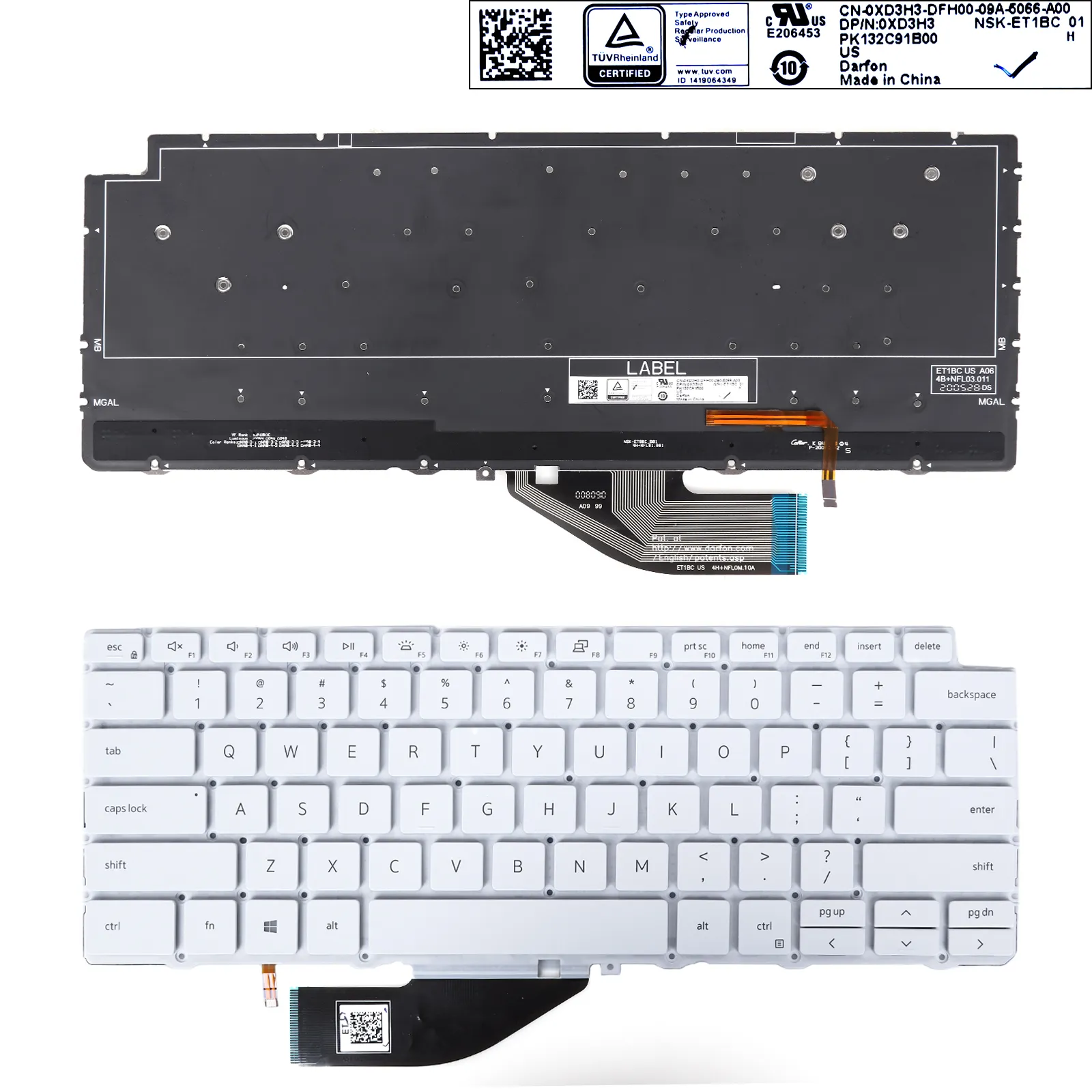 Picture of DELL  7390 2in1 9310 2in1 P103G White（Backlit）