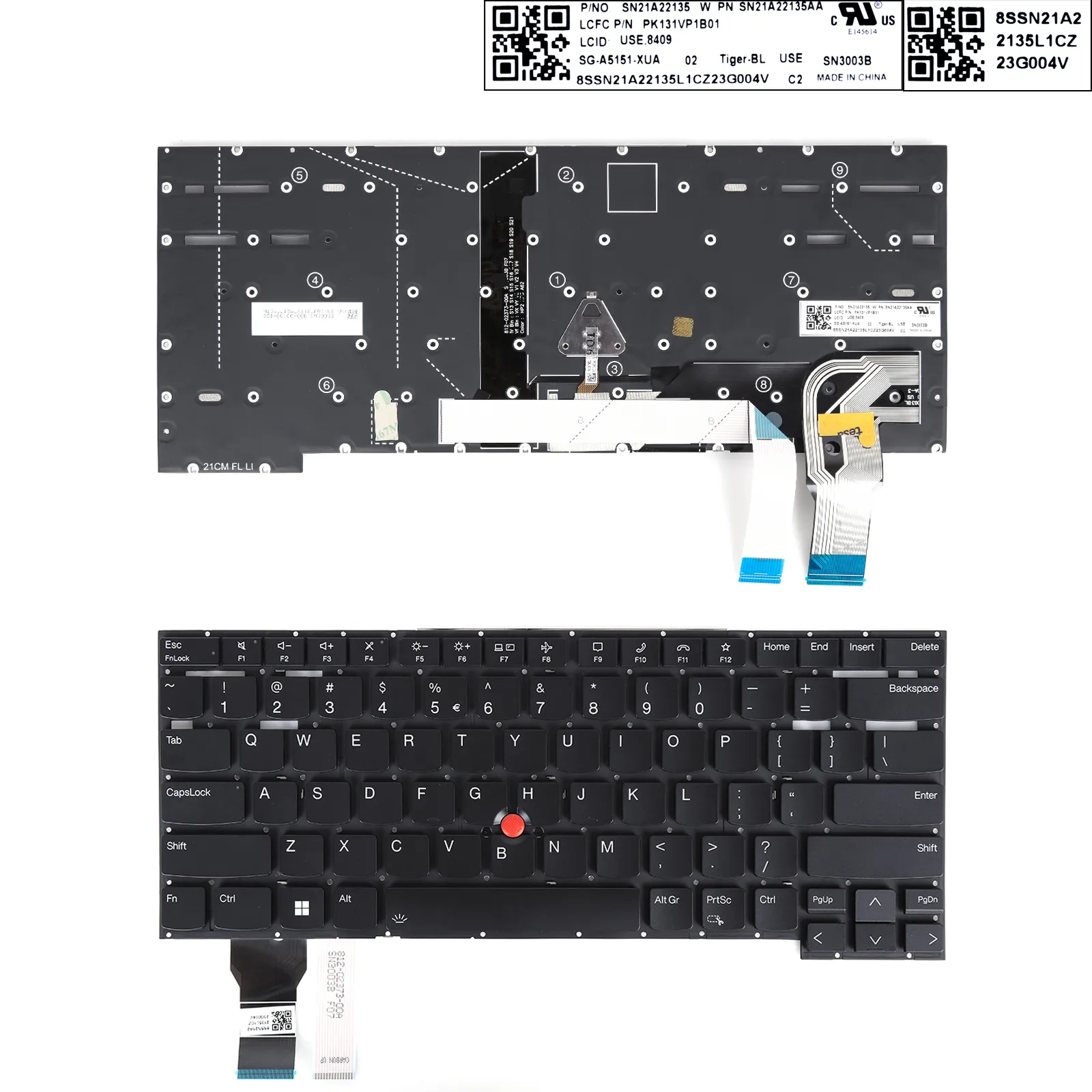 Picture of IBM Thinkpad T14S Gen2 P1 Gen4 X1 Extreme Gen4 Black（With Point stick,Backlit）