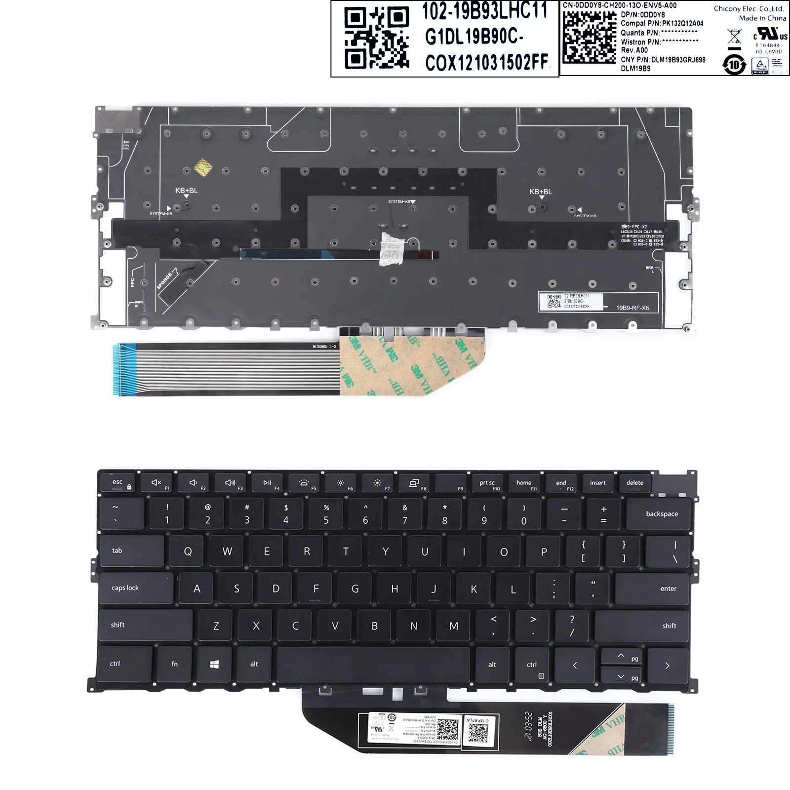 Picture of DELL 9300 9310 9301 2020 P117G XPS13 Black（Backlit）