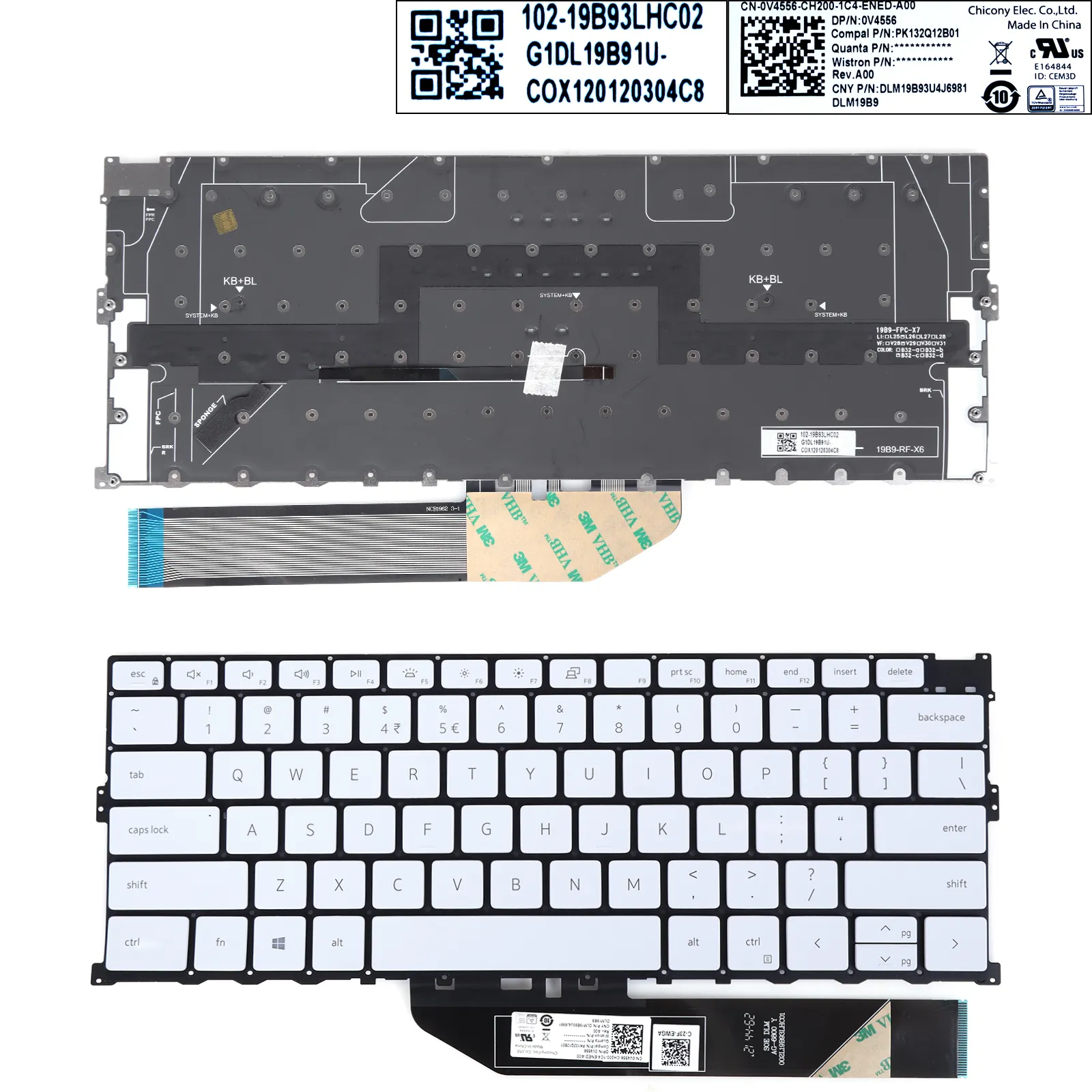Picture of DELL 9300 9310 9301 2020 P117G XPS13 White（Backlit）
