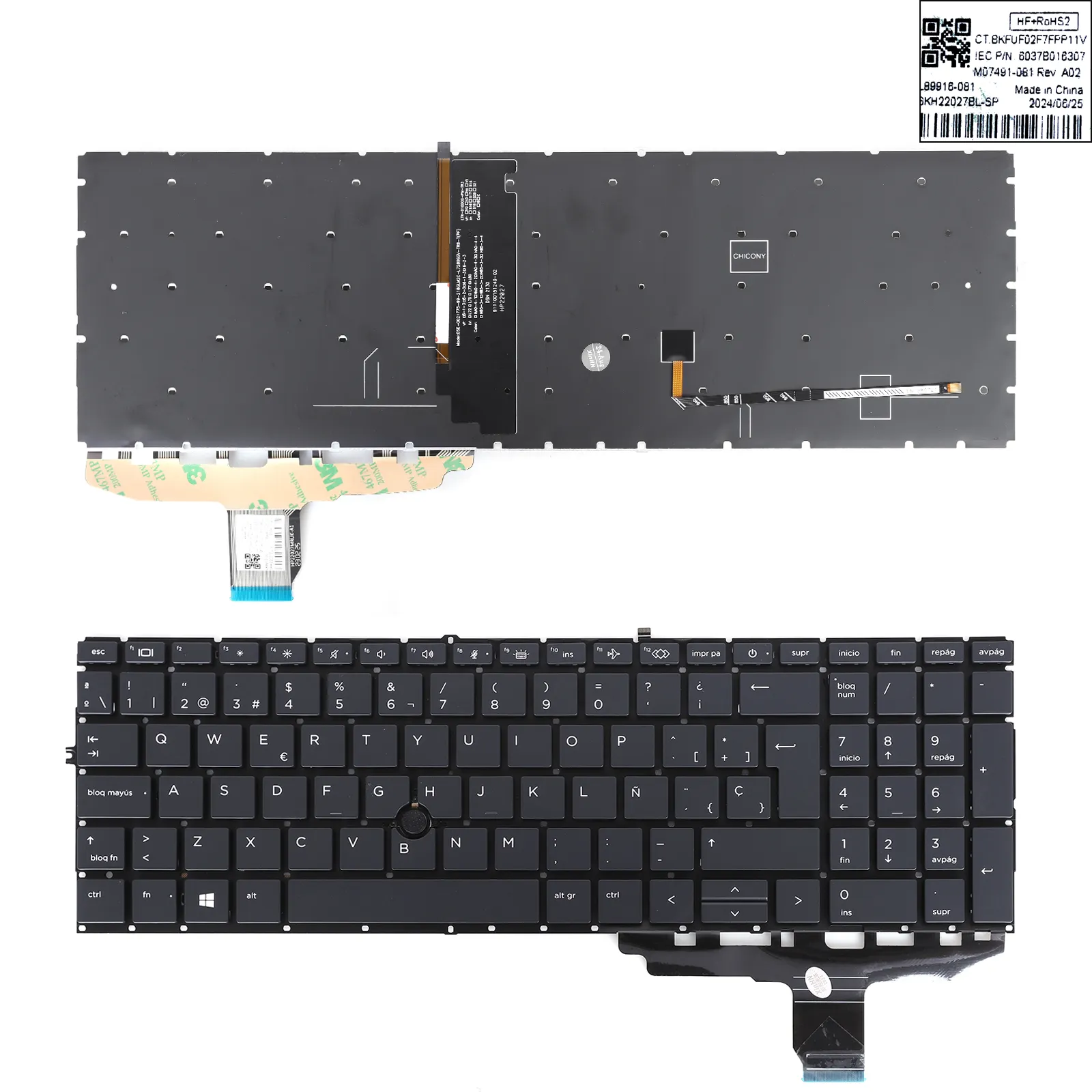 Picture of HP  850G7 850G8 855G7 855G8  755G7 755G8  with pointing, backlit, black