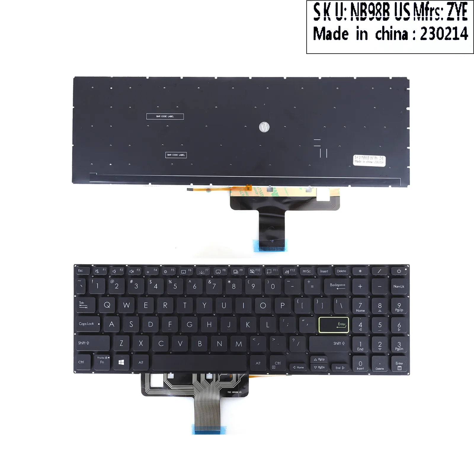 Picture of ASUS X521 E510 L510 S533 M5600L S5600F BLACK (Backlight，Win8)OEM