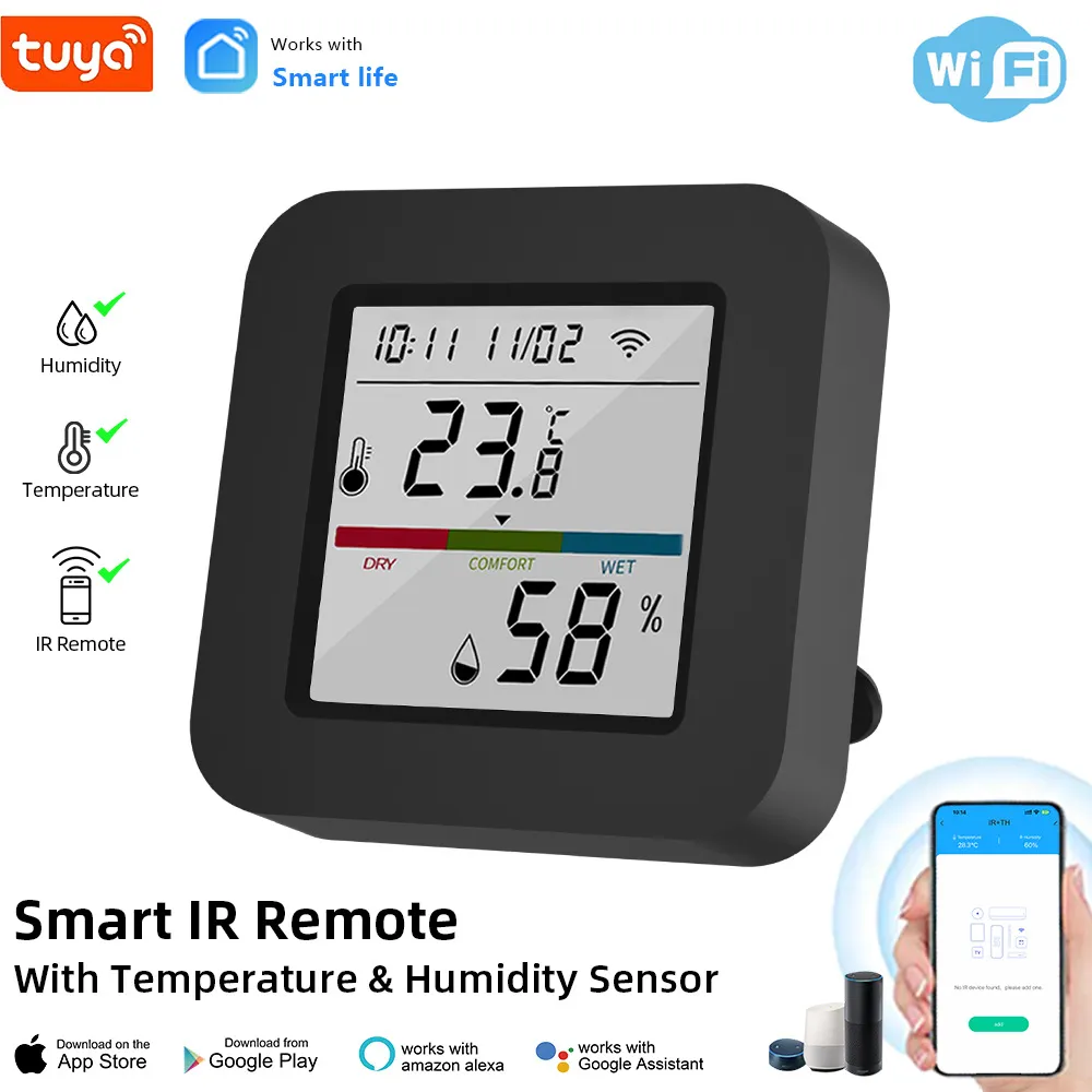 Picture of TUYA smart WIFI infrared universal remote control temperature and humidity sensor detector indoor household APP control