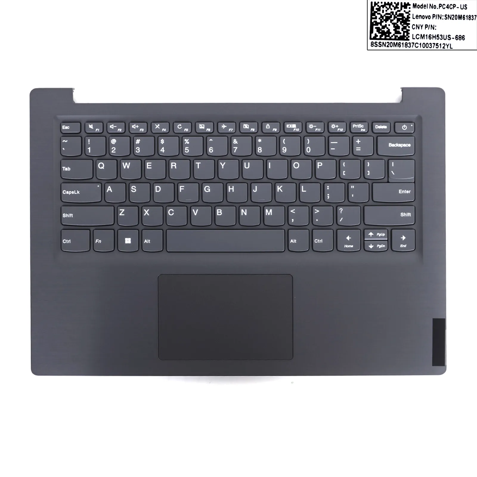 Picture of Lenovo Xiaoxin 14API 2019 V14-IIL 14IWL S145-14 Upper Case Palmrest Cover US Keyboard With Touchpad and speaker black.