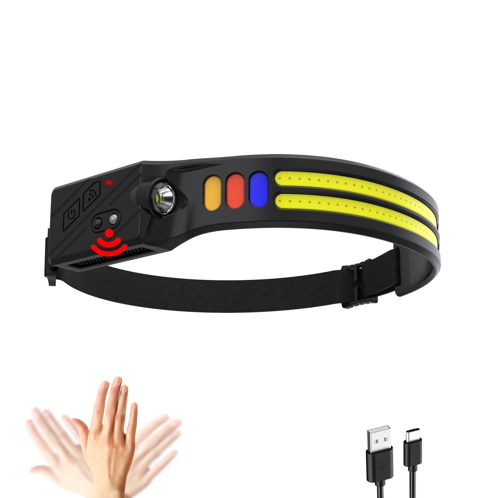 COB inductive night fishing headlight Outdoor riding light USB charging night running light LED 10w strong bald head light