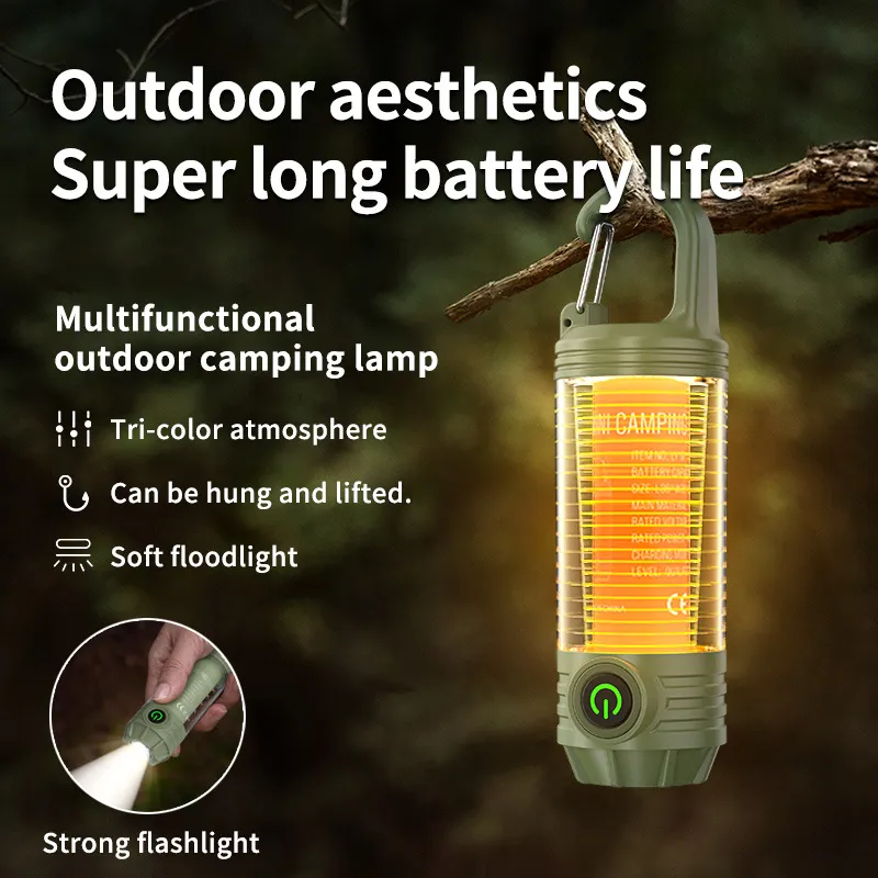 Picture of Outdoor camping light Multi-light source portable keychain hook mini flashlight atmosphere camping light
