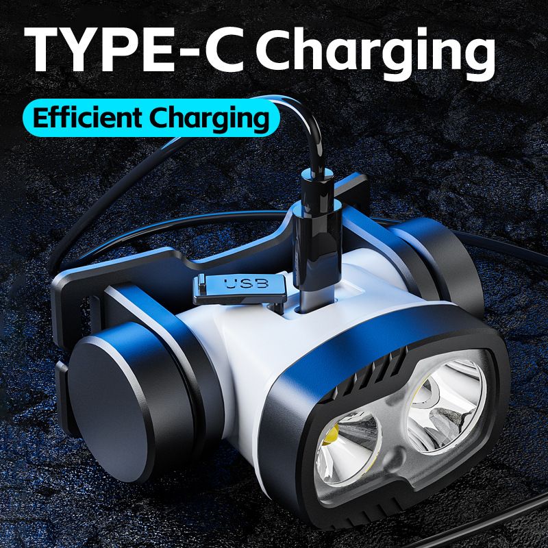 Dual wicks fishing light Led charging mining lamp headwear working light outdoor long-range emergency headlamp strong light view 2