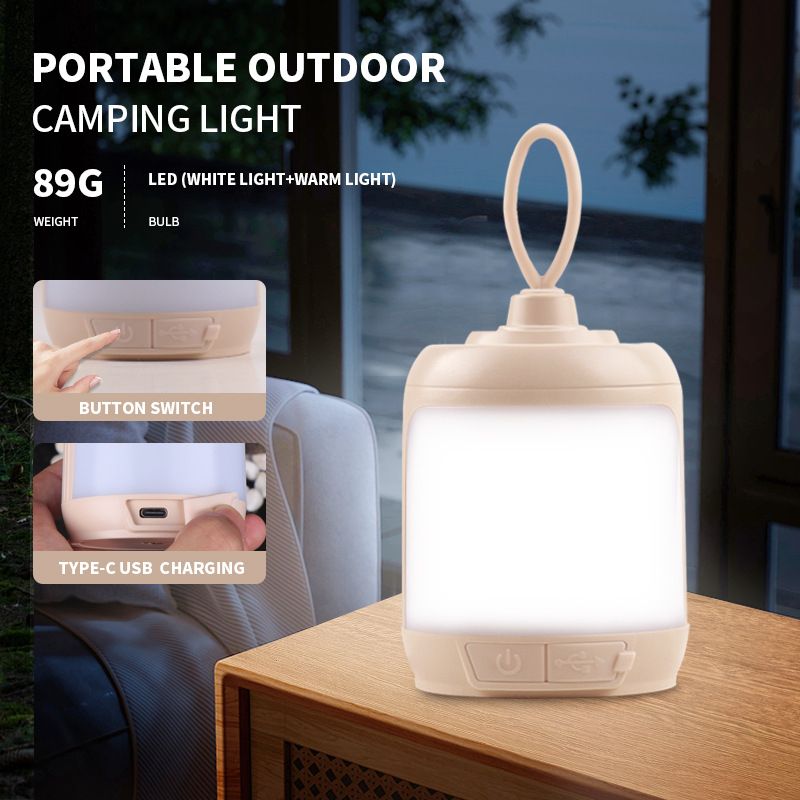 Mini outdoor camping light Atmosphere light USB charging led ultra bright lighting Tent light Portable lamp White + warm light