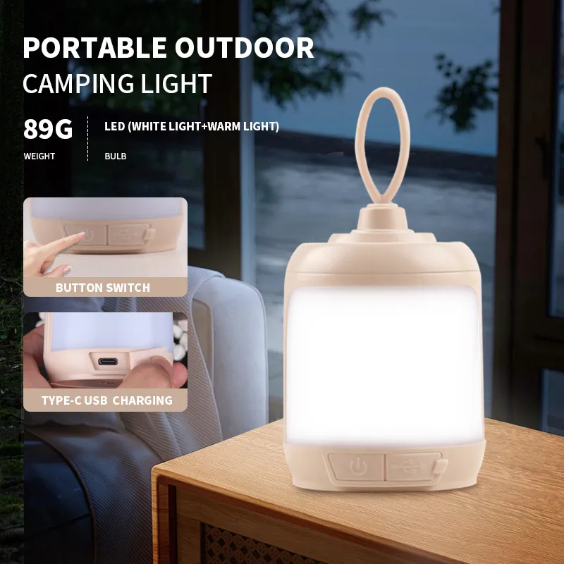 Picture of Mini outdoor camping light Atmosphere light USB charging led ultra bright lighting Tent light Portable lamp White + warm light