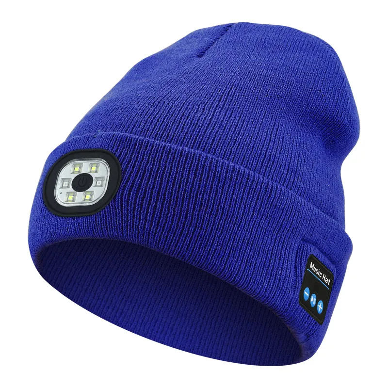 Picture of Wireless Bluetooth music knitted hat Outdoor led lighting luminous hat Bluetooth 5.0 three-speed light USB charging removable and washable
