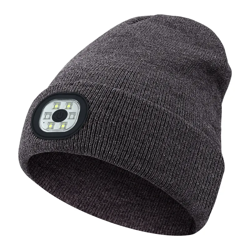 Picture of LED lighting knitted cap can be disassembled and washed outdoor sports cold light cap Light cap USB rechargeable