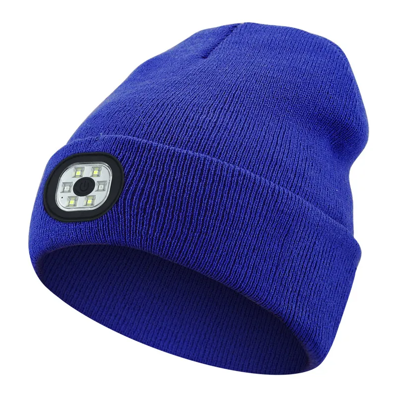 Picture of LED lighting knitted cap can be disassembled and washed outdoor sports cold light cap Light cap USB rechargeable