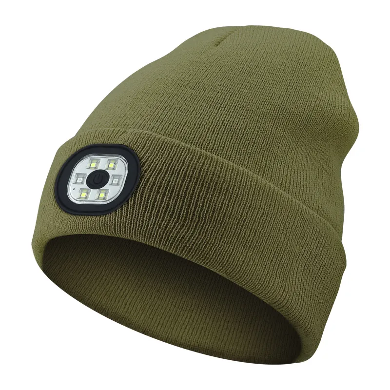 Picture of LED lighting knitted cap can be disassembled and washed outdoor sports cold light cap Light cap USB rechargeable