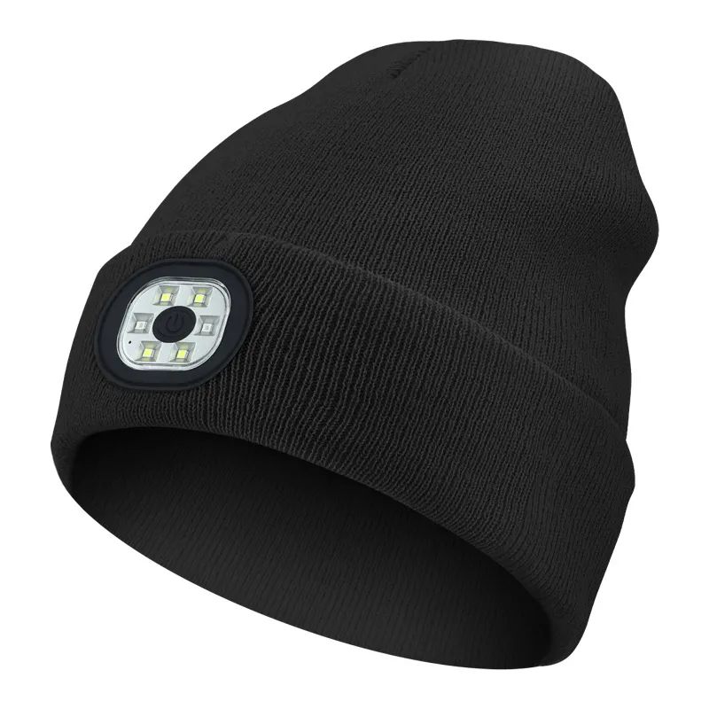 Picture of LED lighting knitted cap can be disassembled and washed outdoor sports cold light cap Light cap USB rechargeable