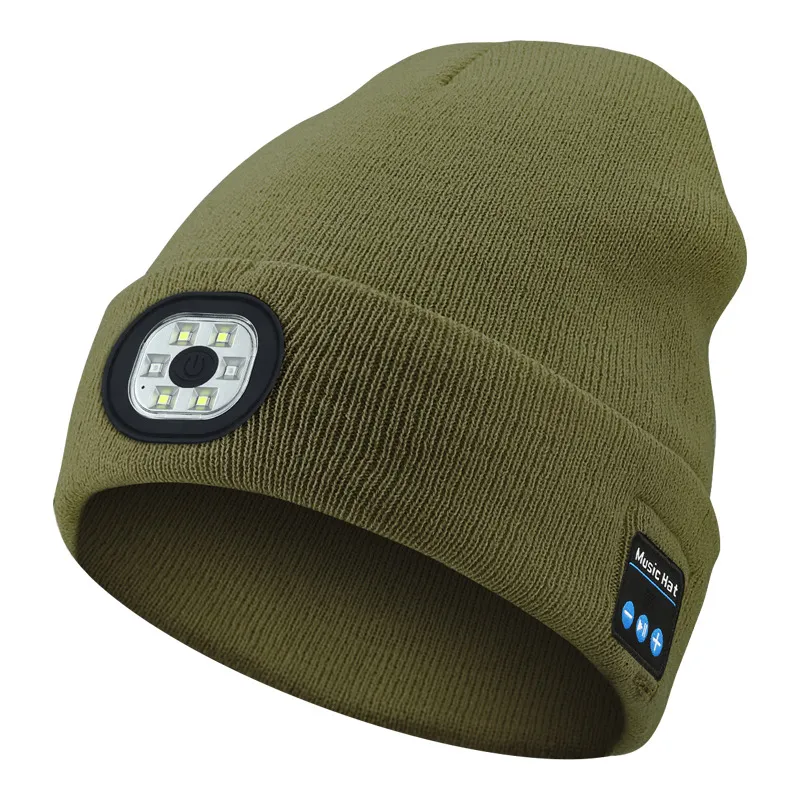 Picture of Wireless Bluetooth music knitted hat Outdoor led lighting luminous hat Bluetooth 5.0 three-speed light USB charging removable and washable