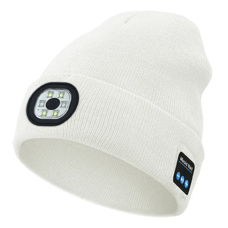 Picture of Wireless Bluetooth music knitted hat Outdoor led lighting luminous hat Bluetooth 5.0 three-speed light USB charging removable and washable