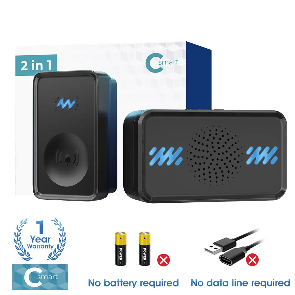 Picture of Smart wireless doorbell DC household sensor elderly remote control pager music self-electric doorbell