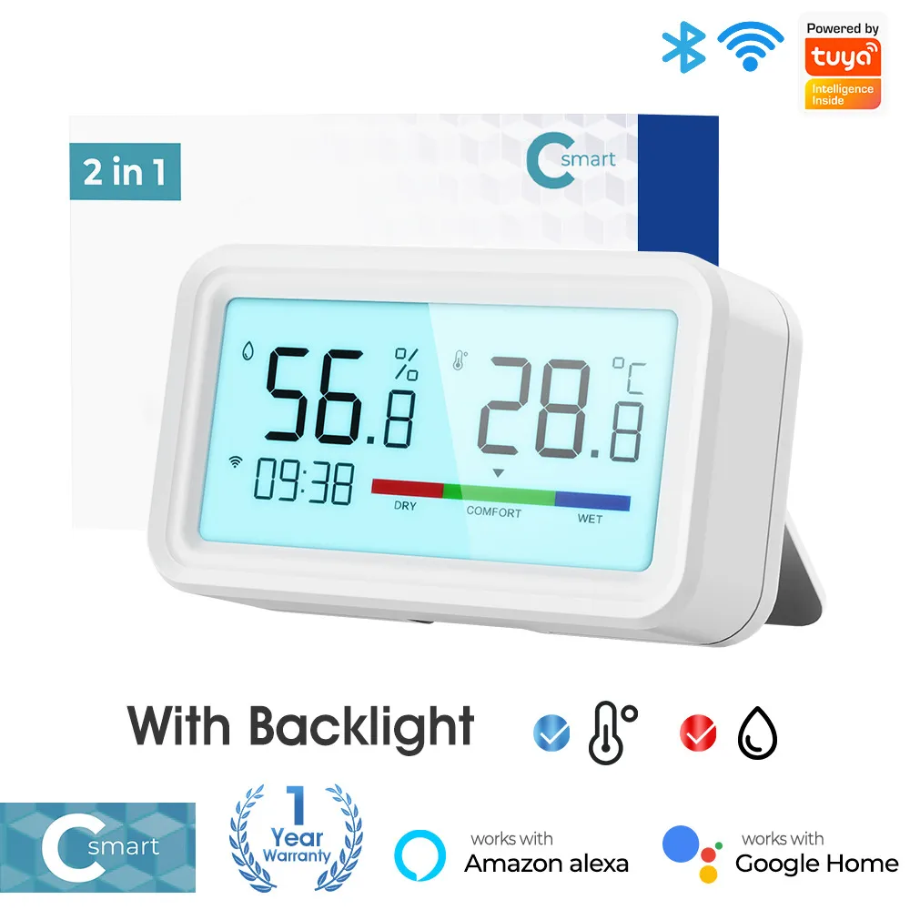 Picture of tuya WiFi wireless hygrograph sensor Detector Smart home electronic sensor Wifi Bluetooth dual mode