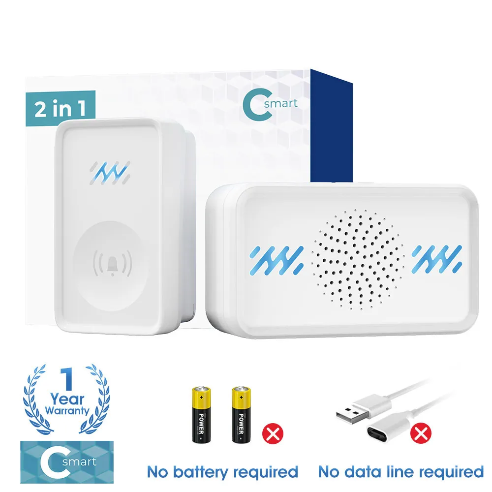 Picture of Smart wireless doorbell DC household sensor elderly remote control pager music self-electric doorbell
