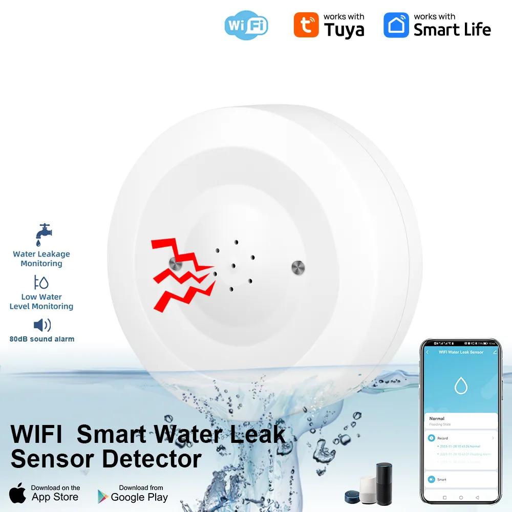 Picture of Tuya Water alarm Remote smart home water sensor detector wifi water level alarm wifi+ Bluetooth dual-mode APP remote control low power alert