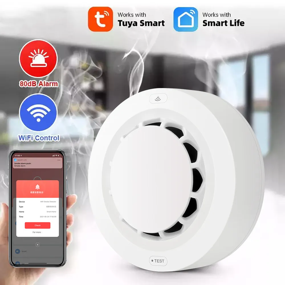 Picture of tuya wifi Smoke Sensor Tuya Smoke alarm Smoke alarm sensor Fire alarm Remote control high-pitched alarm super standby