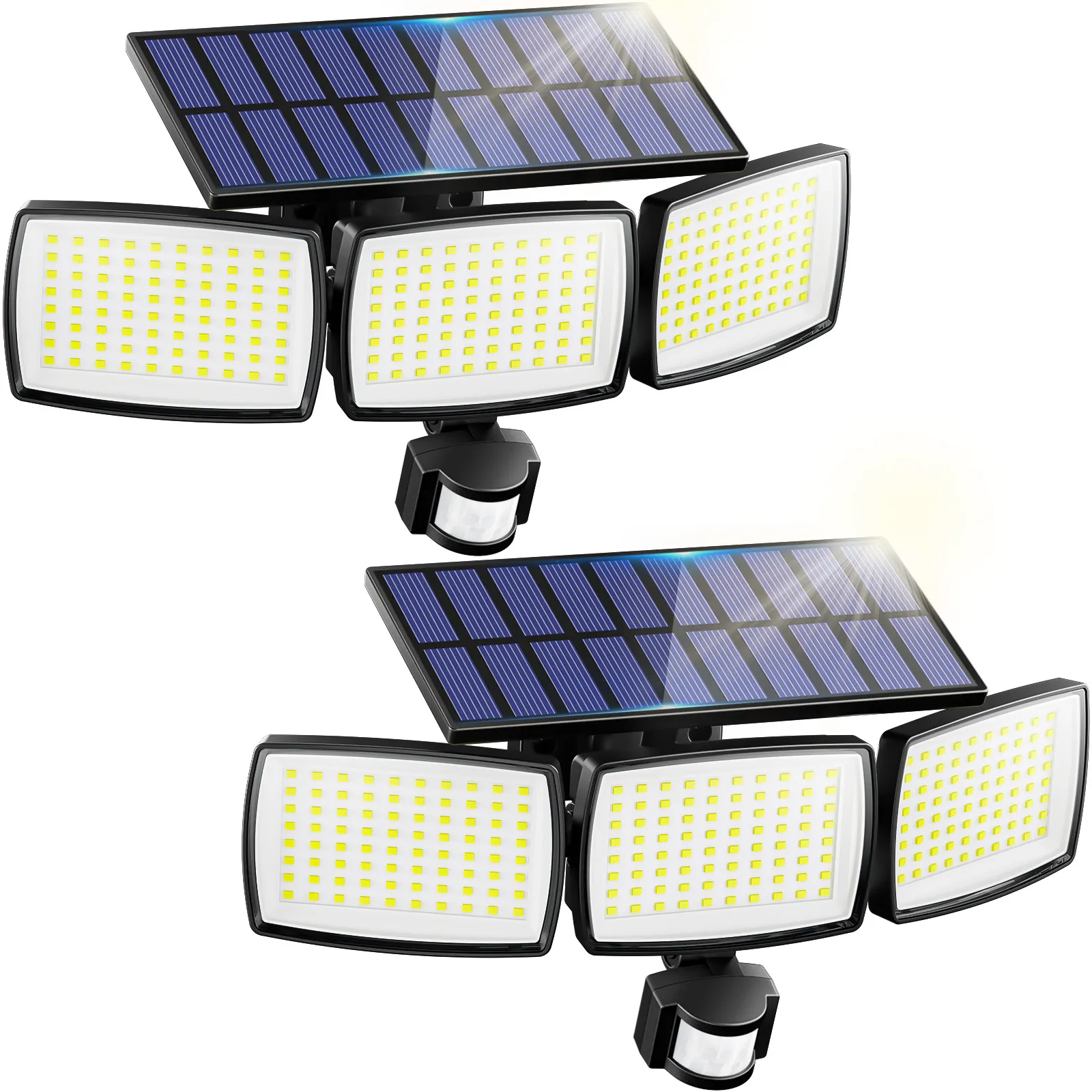 Picture of AIXPI JY2318A LED three heads can rotate outdoor waterproof human sensing courtyard solar wall light two 
