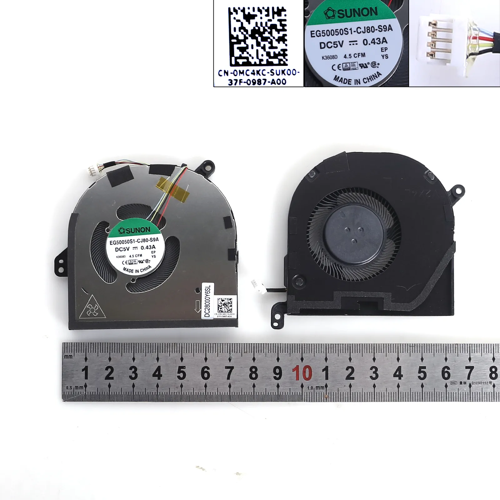 Picture of CPU+GPU Cooling Fan For DELL XPS 15 9500 9510 Dell Precision 5550 （L+R,ORG）