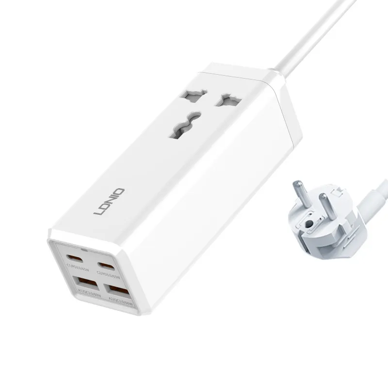 Picture of 65W high power USB socket socket British regulation US regulation European regulation Home fast charging plugboard 2 meters extension cable 2500W 10A USB-C/PD3.0(65W MAX) USB-A/QC3.0(60W MAX) European regulation