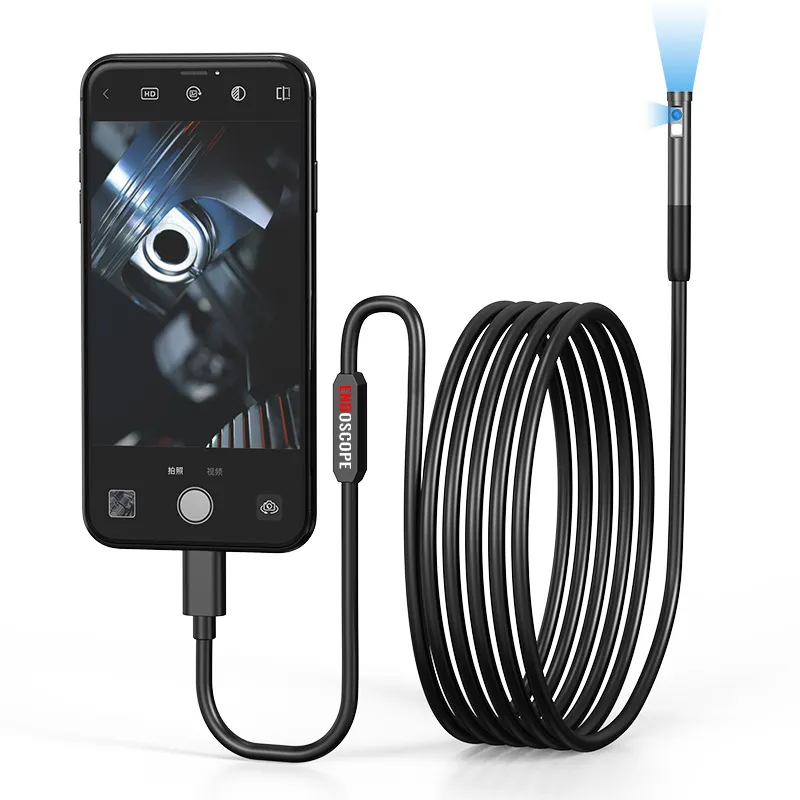 Picture of Dual lens HD industrial pipeline endoscope Android Apple Type-c 3-in-1 mobile WIFI endoscope IP67 waterproof 200W pixel APP View 3m hard line