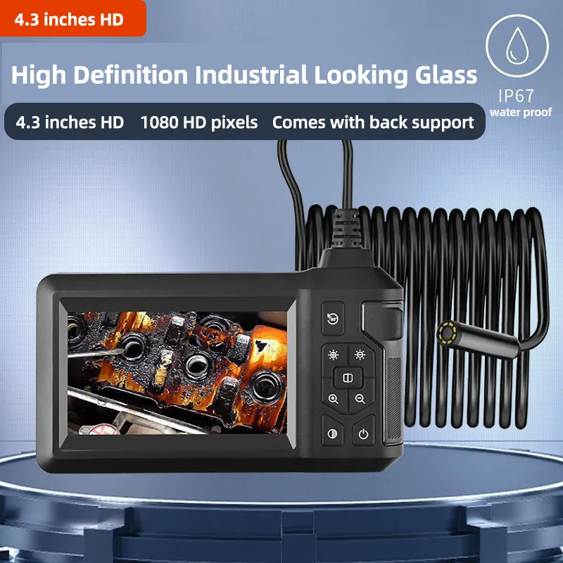 Picture of 8mm single lens 4.3 "screen LED light 2 meters line Industrial pipe endoscope HD visual detector camera Industrial electronic endoscope for home appliance repair pipe maintenance Automotive repair