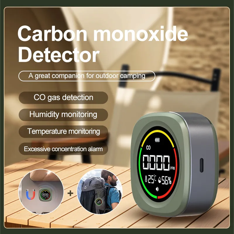 Picture of Carbon monoxide detector Portable CO detector Temperature and humidity 3-in-1 detector Outdoor camping out Travel RV travel standby 144 hours