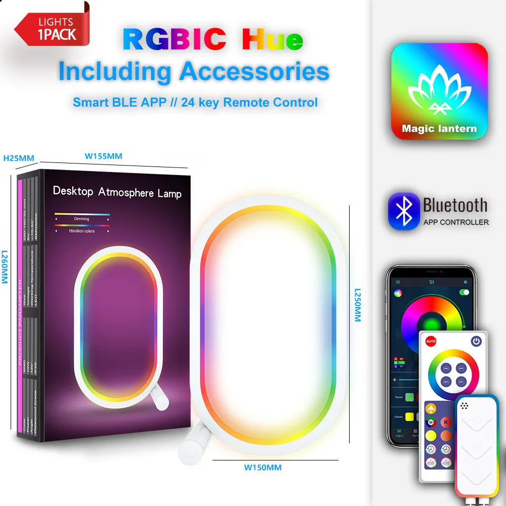 Picture of Intelligent creative desk lamp RGBIC magic desktop atmosphere light e-sports desktop network red light Bluetooth version