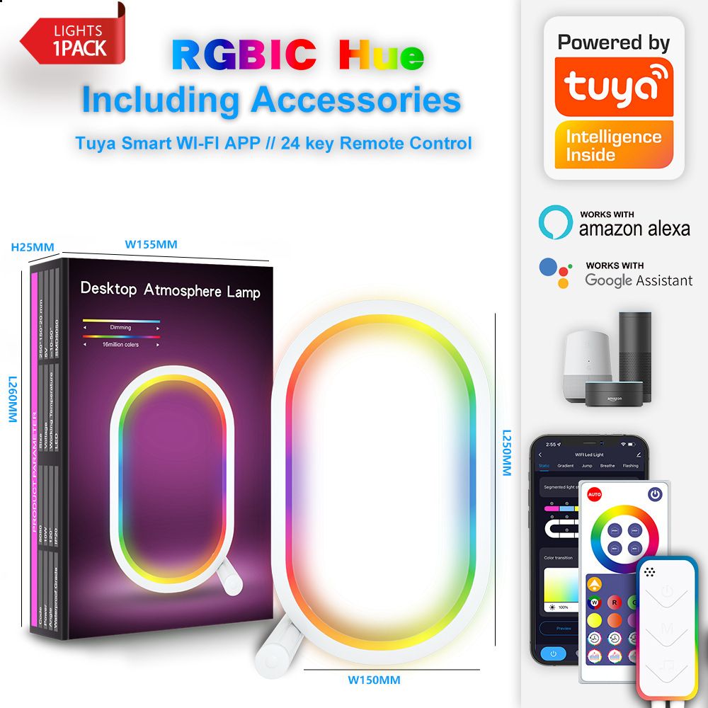 Smart creative Desk lamp RGBIC Magic desktop atmosphere light esports desktop network red light tuya Smart APP